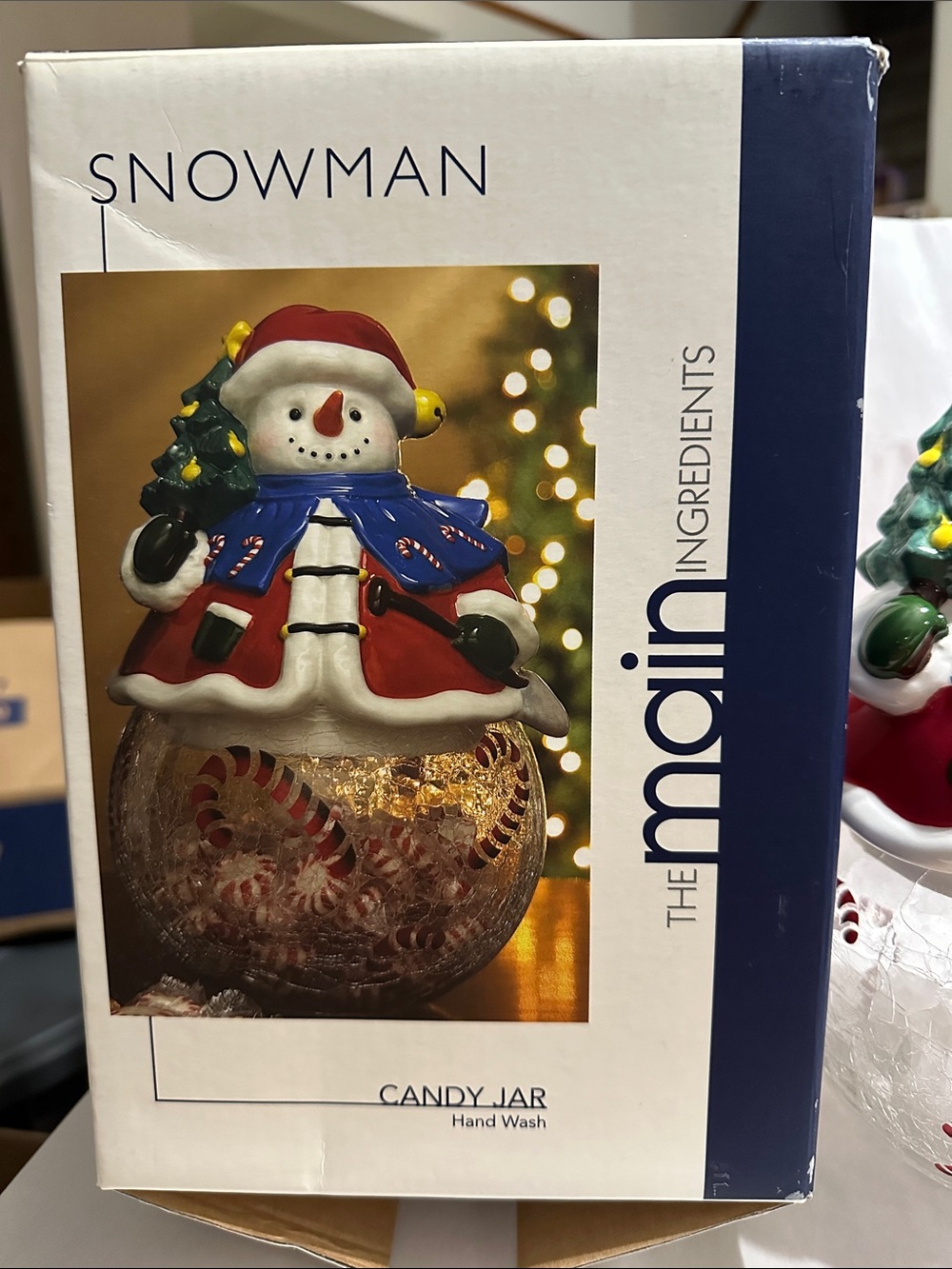 Snowman Candy Jar - Red & Blue